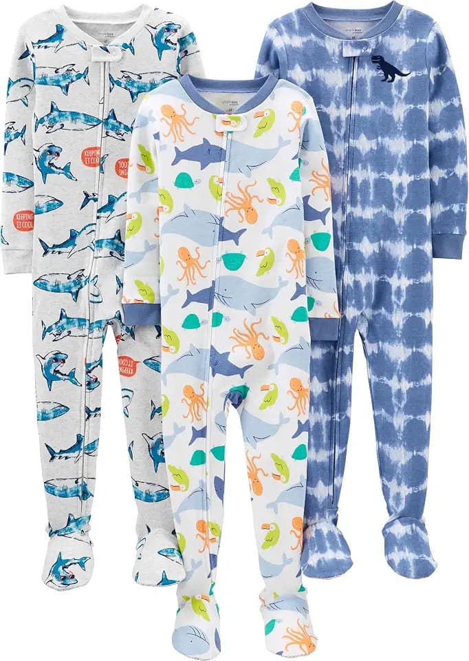 Simple Joys by Carter's Baby Boys 3 pack Snug Fit Footed Cotton Pajamas