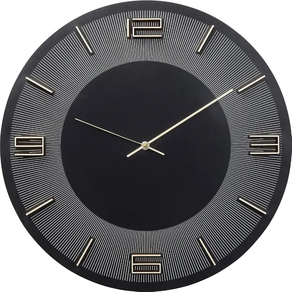 Kare Design Wanduhr Leonardo, Schwarz/Gold, 49cm Durchmesser
