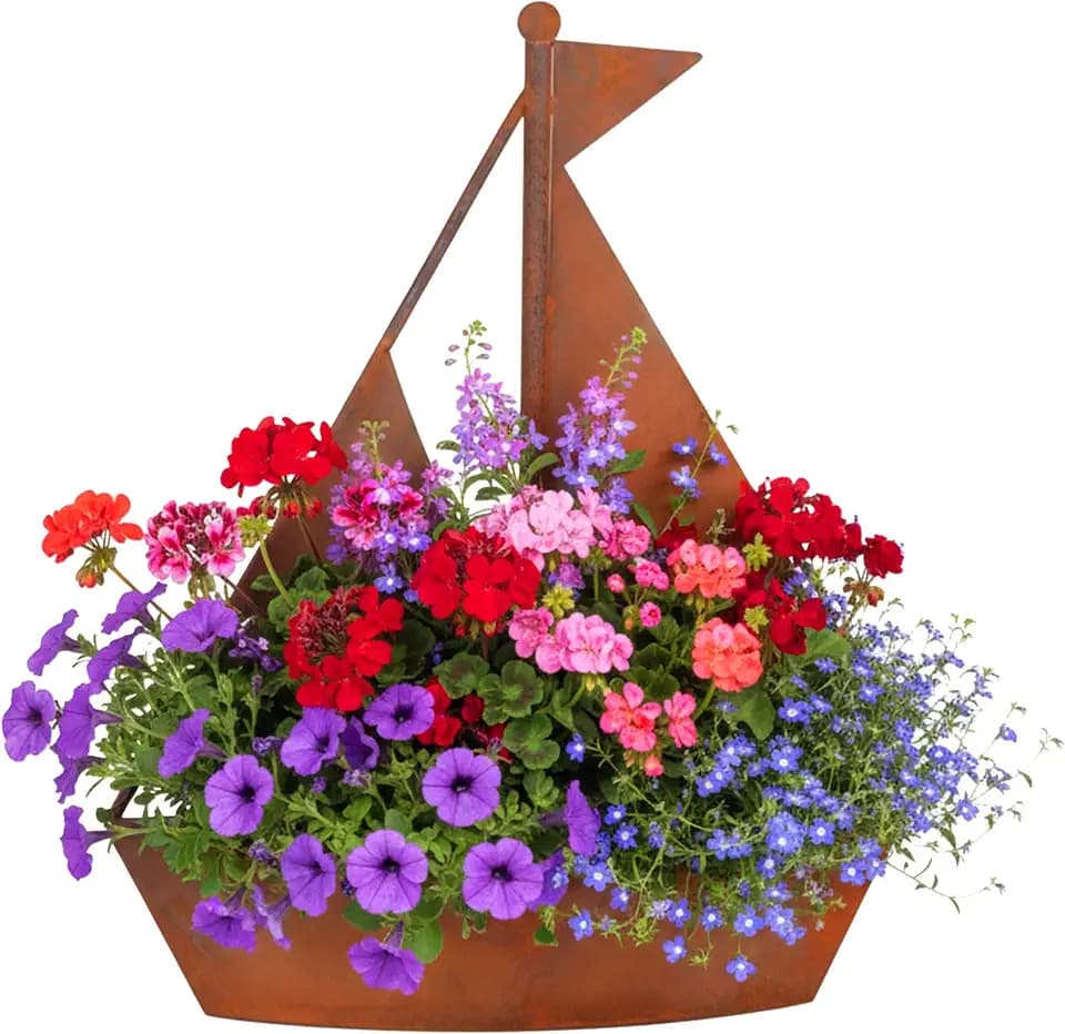 Relaxdays Gartendeko Rost, Metall, HxBxT: 43 x 34,5 x 10 cm, braun
