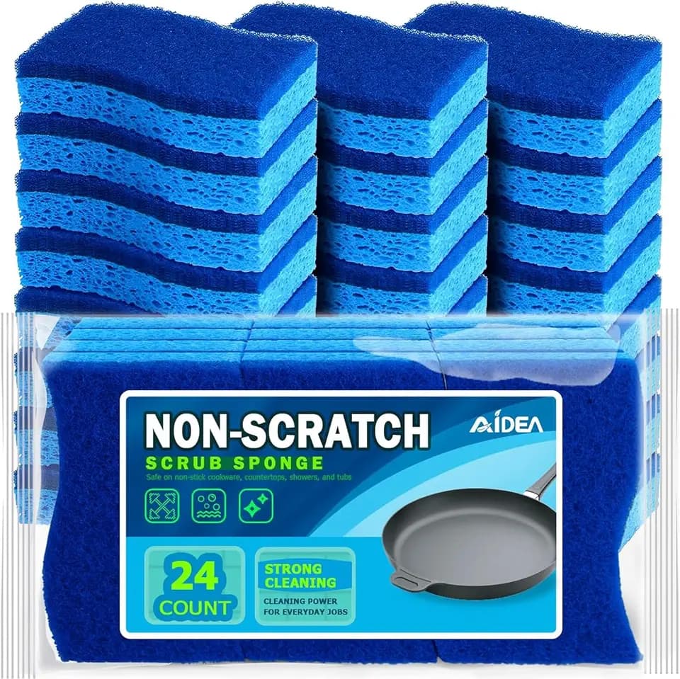 AIDEA Non Scratch Scrub Sponge-24Count, Sponges Kitchen, Sponges for Dishes