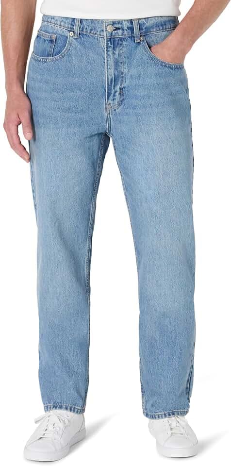 Amazon Essentials Men's Heavyweight Denim Rigid Loose Fit Jeans, 5 Pocket, Generously Proportioned