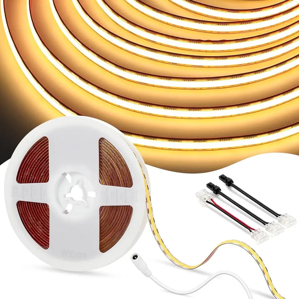 V4light 16.4ft COB LED Strip Light, Warm White 2700K, 12V, UL Listed