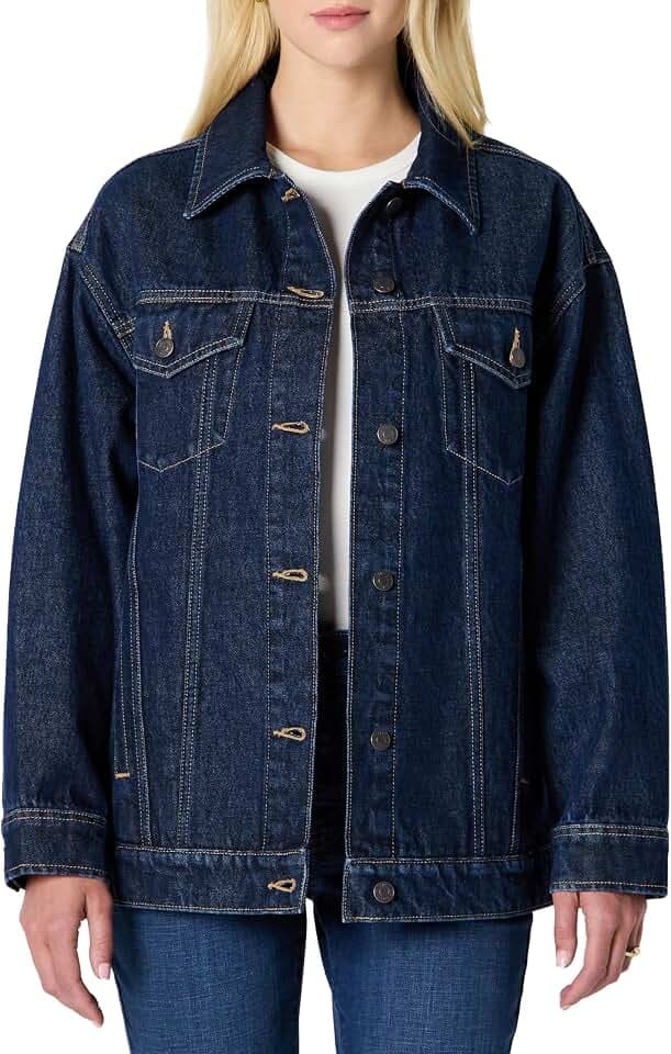 Amazon Essentials Damen Trucker-Jacke aus Denim Mit Taschen