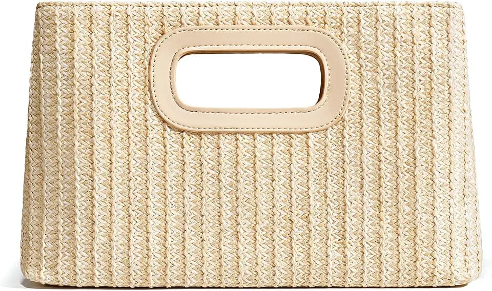 Summer Straw Clutch Purses Women Beach Handbags Small Boho Raffia Woven Bag