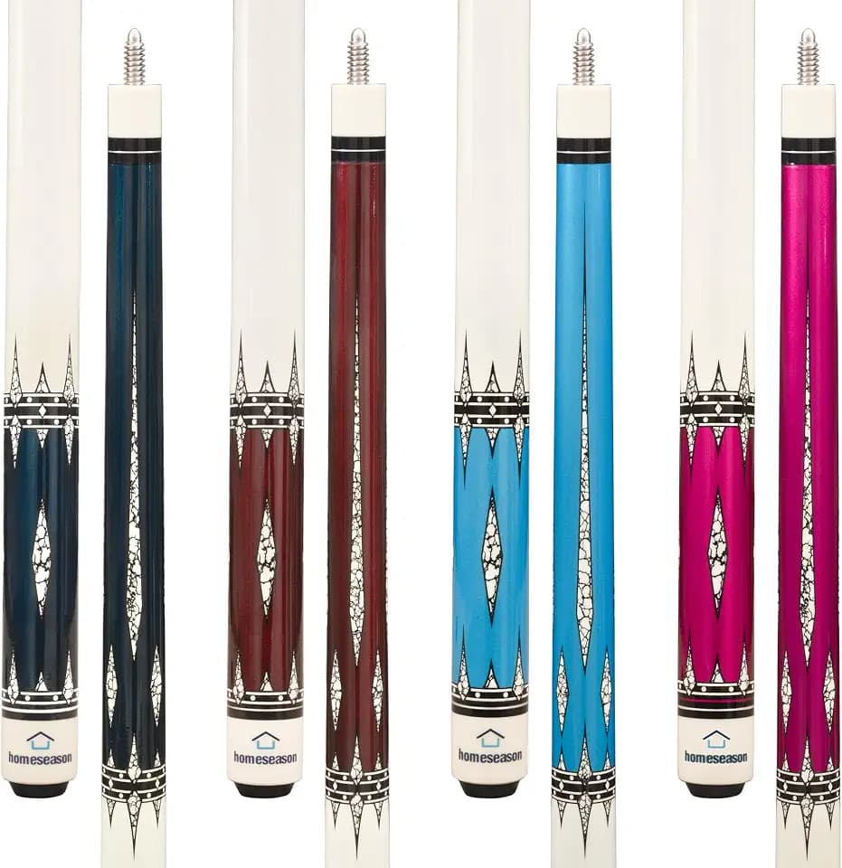 Pool Cues 58 inch Pool Cue Stick with 13mm Fiber Leather tip 20oz 4-Colors for Beginner, Commercial and Home Entertainment
