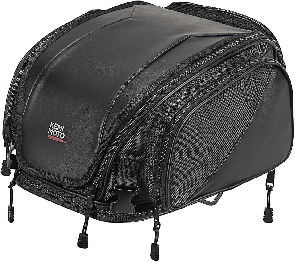 KEMIMOTO Motorcycle Tail Bag 18-22L Expandable Sissy bar