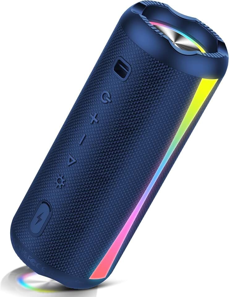 Portable Bluetooth Speaker, 2026 Bluetooth Wireless Speaker 5.4 with RGB Lights, 30H Playtime with Deep Bass, IP7 Waterproof, TWS Pairing, Portable Speaker for Travel/Party/Home/Gifts, Blue