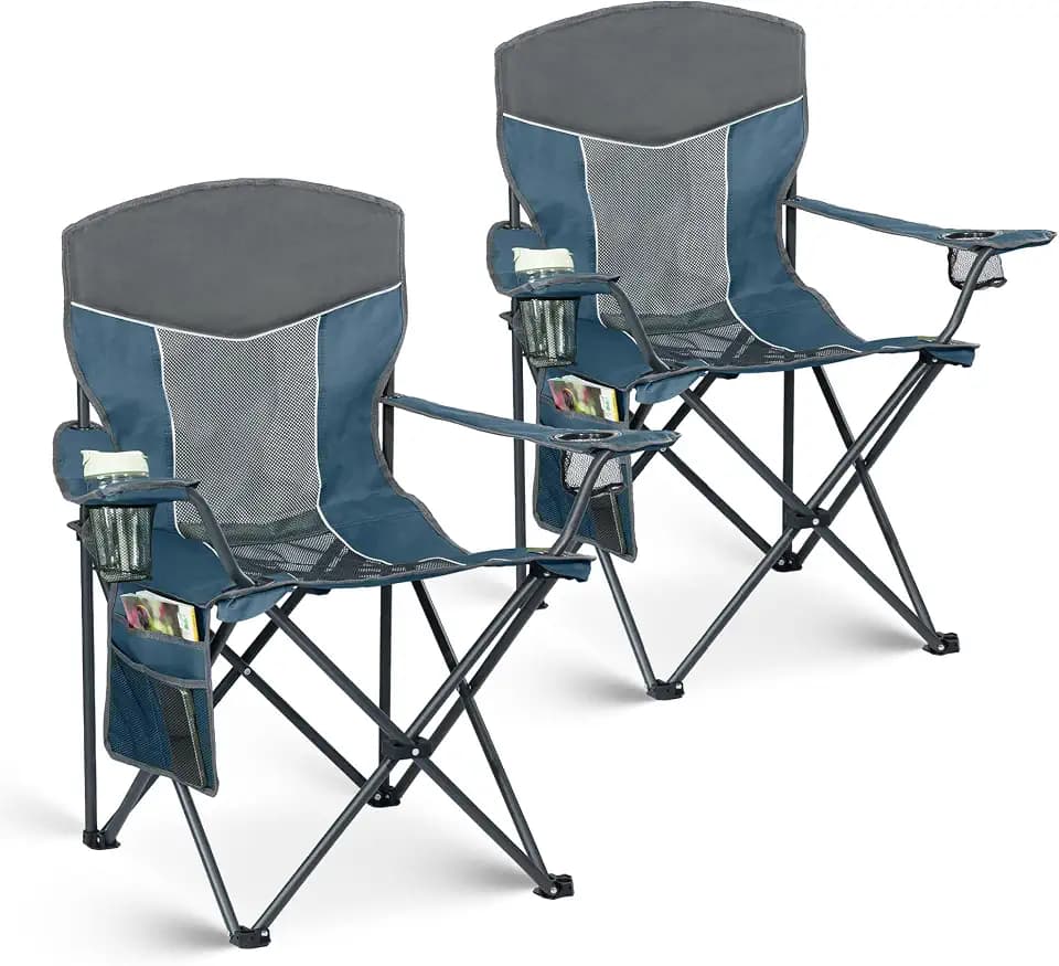 Oversized XL Camping Chair 2-Pack with Mesh Back, Blue