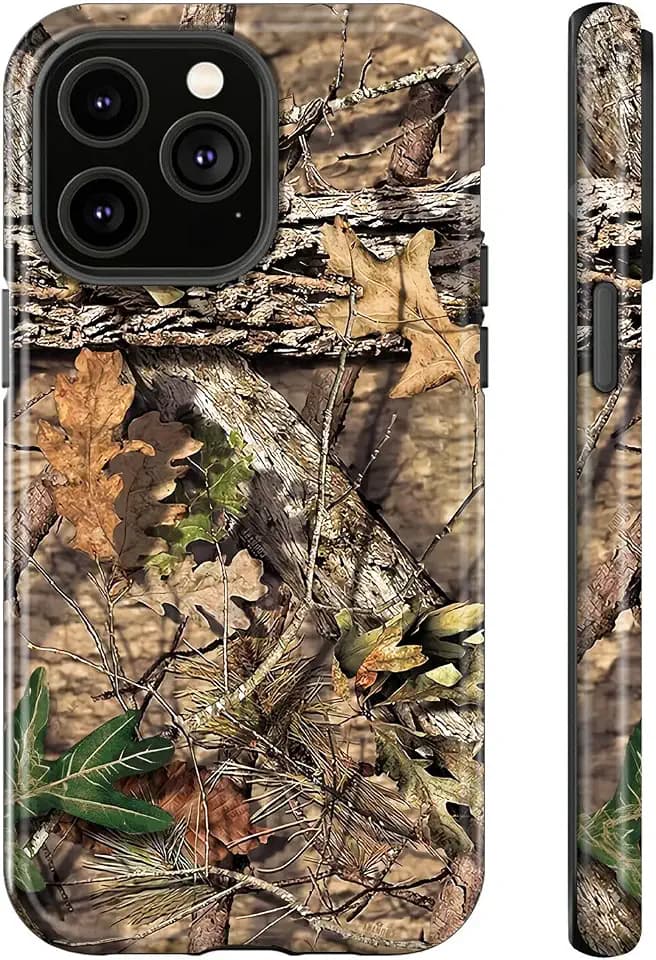 for iPhone 13 Pro Max Case,Camo Leaf Design (Camo),Dual Layer Soft TPU Hard PC Bumper