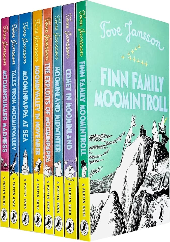 Tove Jansson Moomin Collection 7 Books Set(The Exploits of Moominpappa,Tales from Moominvalley,Moominvalley in November,Moominsummer Madness,Moominland Midwinter,Comet in Moominland,Moominpappa atsea)