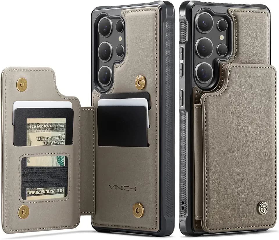 Vinich for Samsung Galaxy S25 Ultra Wallet Case with Card Holder, RFID Blocking Credit Slots Kickstand Shockproof Phone Cover Fit for Galaxy S25 Ultra 6.9" Gray