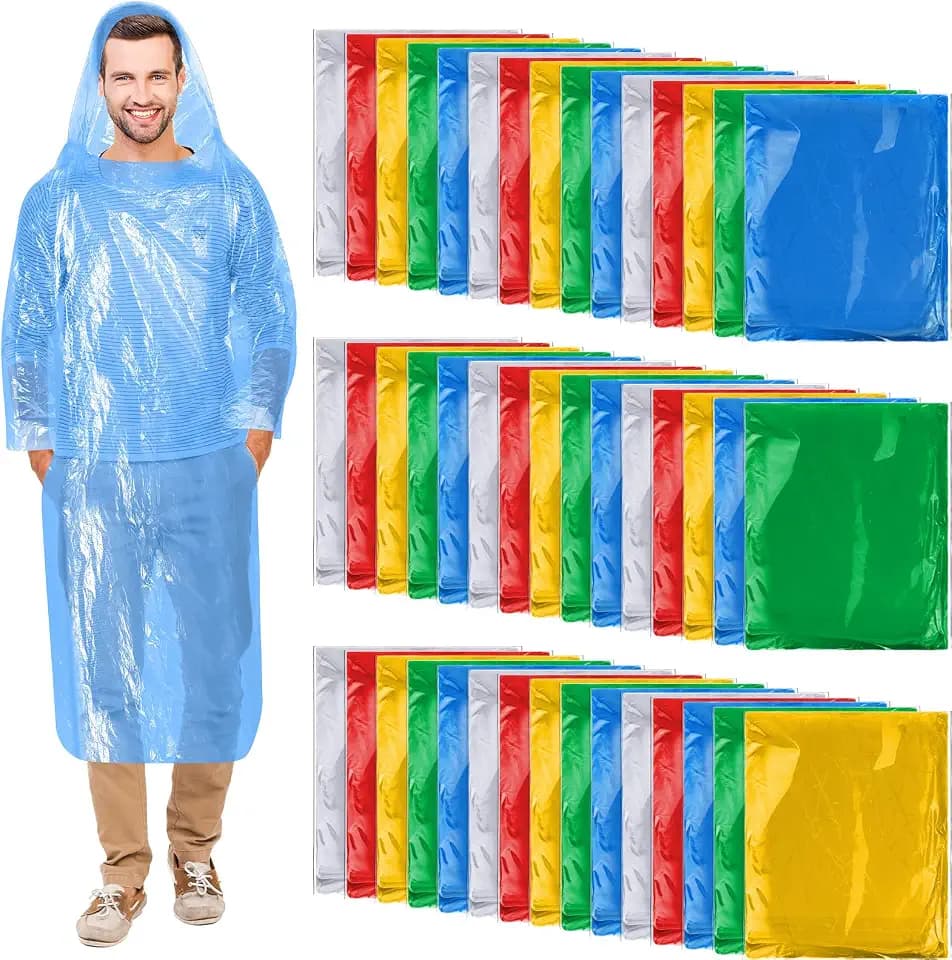 Handepo 200 Pack Bulk Rain Ponchos Adults Disposable Hooded