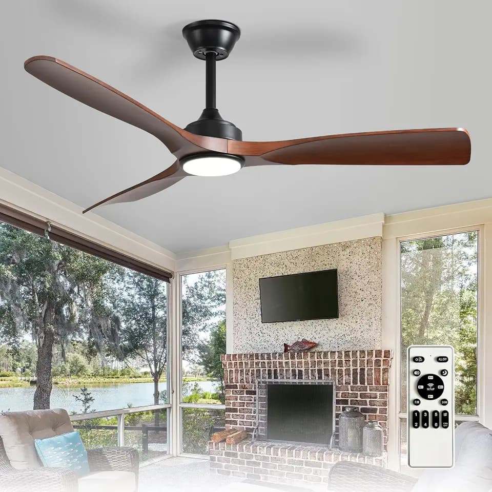 Depuley 52-Inch Ceiling Fan with Light: 3 Walnut Colors Plastic Blade