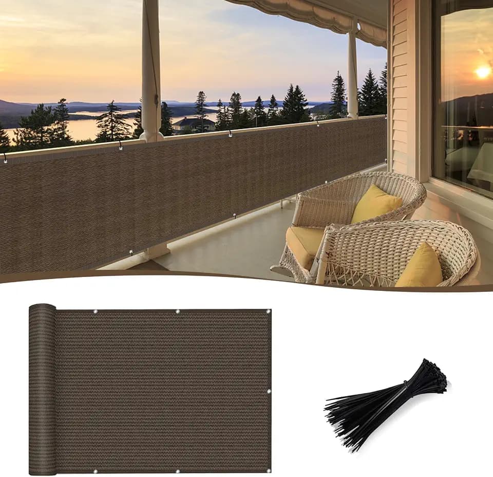 SUNNY GUARD 3' x 10' Balcony Privacy Screen, HDPE Patio Railing Cover Fence