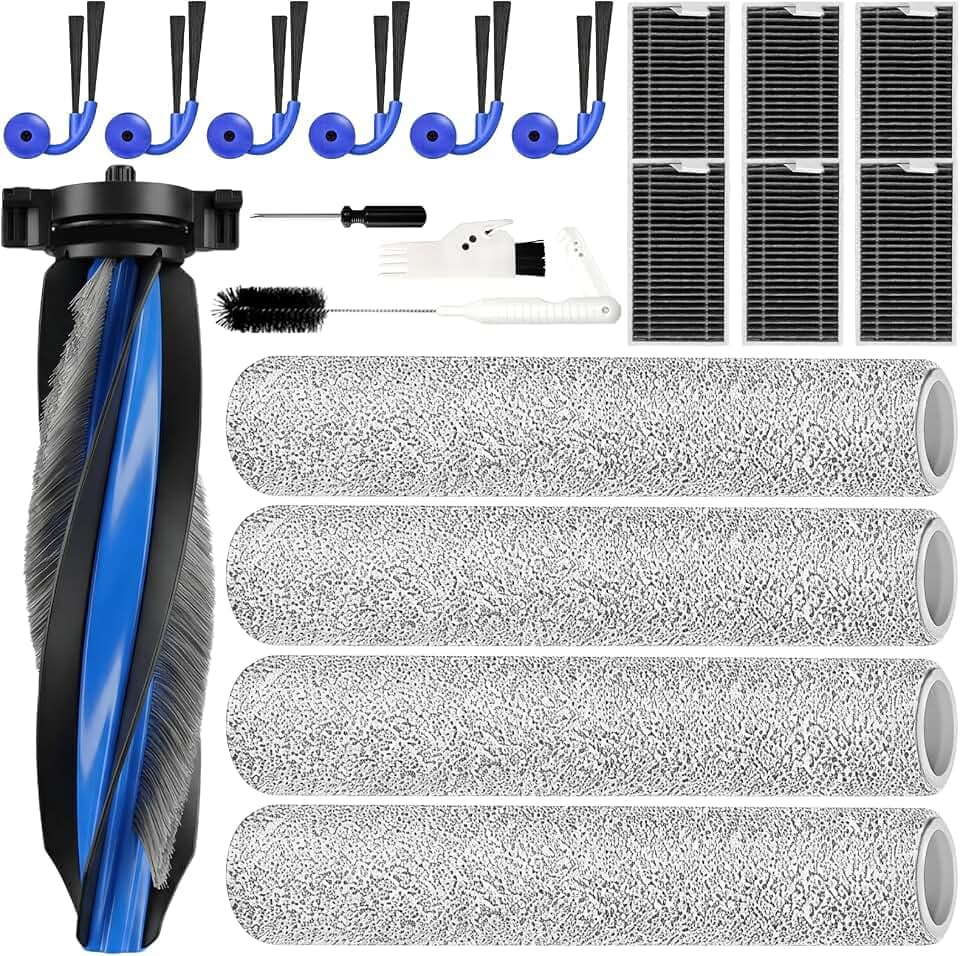 X12 OmniCyclone Zubehör für ECOVACS Deebot X12/T90 Pro Omni, 20 Stück Zubehörset : 1 Hauptbürste,4 Rollenwischer,6 Seitenbürsten,6 HEPA Filter,1 Wassertankbürste,1 Schraubendreher,1 Bürste