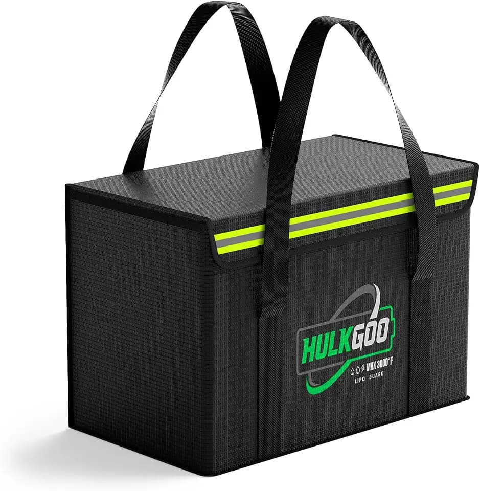 12V 100Ah LiFePO4 Lithium Battery Fireproof Safe Bag Large Capacity Explosion-Proof Container LiPO Guard Protective Case Waterproof Storage Box(14 * 9.5 * 7.8inch)