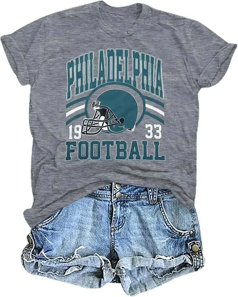 Game Day Outfits Shirts Women O-Neck Sunday Football Graphic Tee Tops Funny Football Game Day Casual Shirts