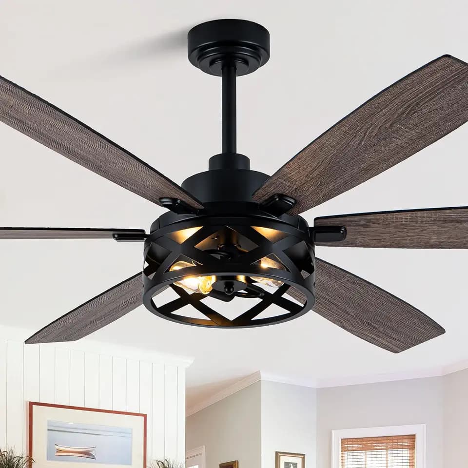 Dawn Whisper 60 Inch Black Farmhouse Ceiling Fans with Lights