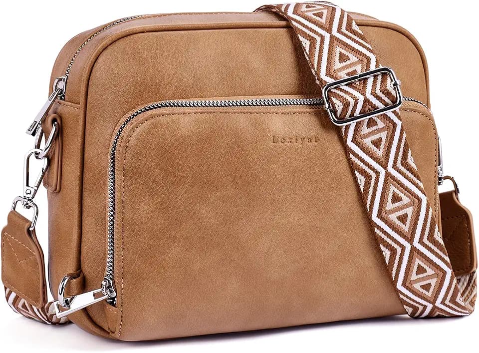 Crossbody Purses for Women Vegan Leather Travel Anti Theft Bags Guitar Strap Shoulder Purse with Built in Wallet