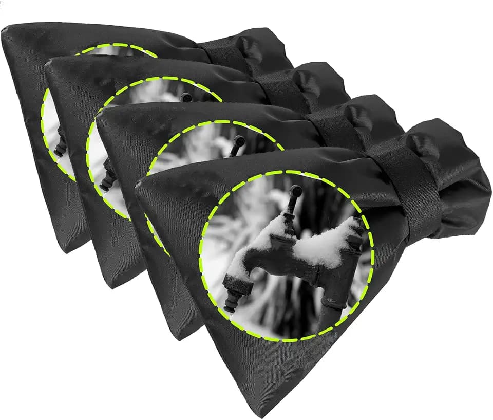 Outdoor Faucet Cover for Winter - Pro 7.1"W x 9.8"H - 4 PACK Outdoor Water Faucet Cover Socks for Winter Freeze Protection Pipe Insulation Reusable Waterproof Insulated Spigot backflow Cover - Black