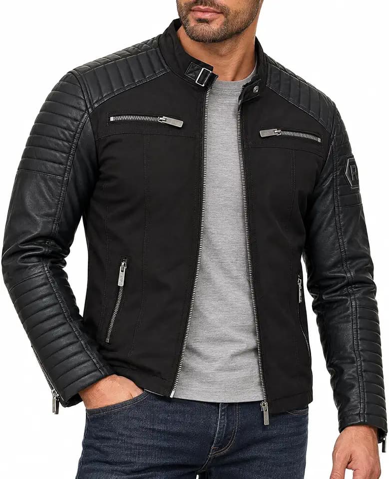 Redbridge Herren Bikerjacke Kunstleder - Übergangsjacke Slim Fit