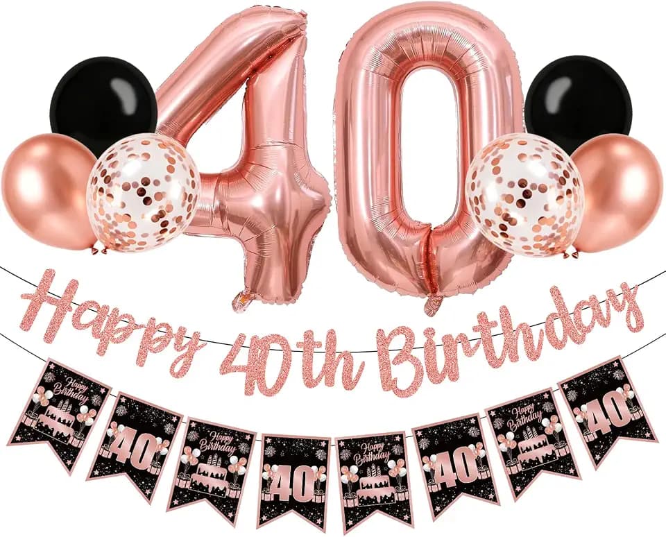 Zirtorei 40th Birthday Decorations for Women, Happy 40th Party Supplies