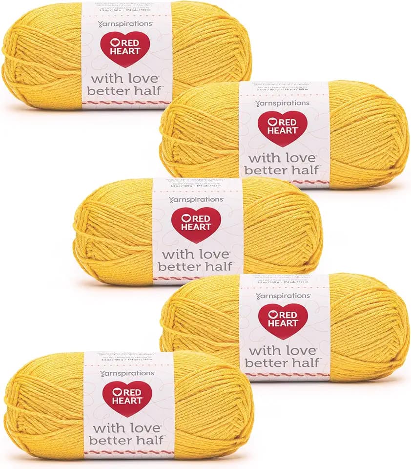 Red Heart with Love Better Half Soft Yarn for Crocheting, Sunflower, 5-Pack