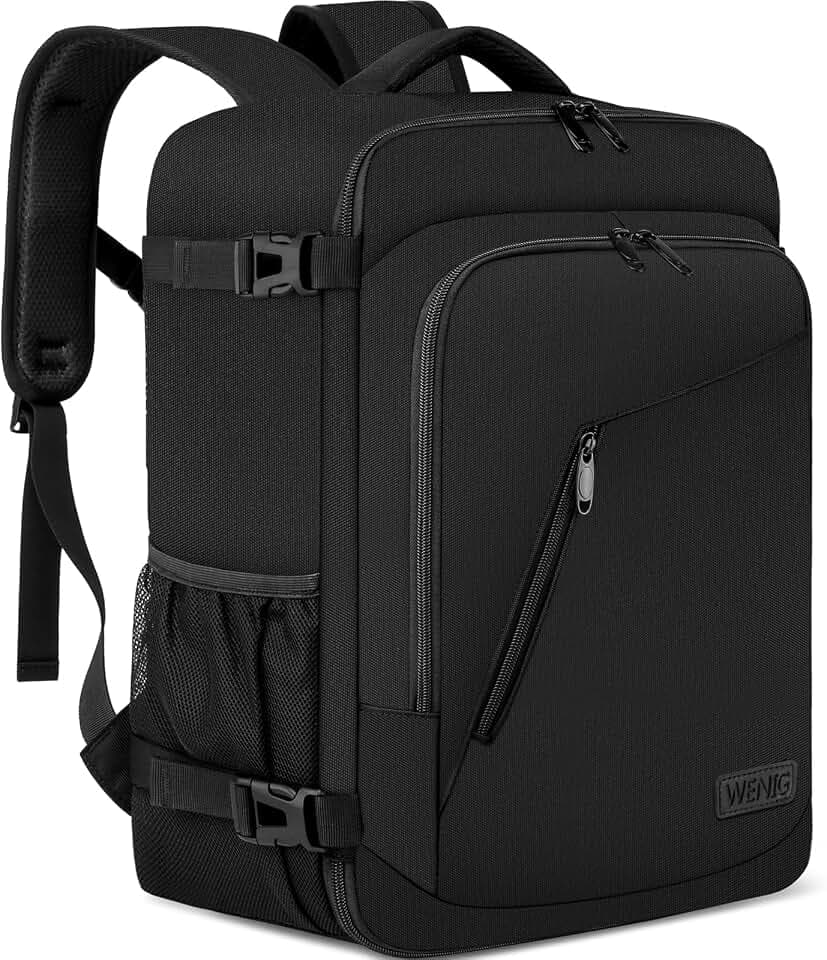WENIG Ryanair Handgepäck 40x30x20 Handgepäck Rucksack 40x30x25 für Eurowings Klein 24L Reiserucksack für Flugzeug Handgepäck Tasche mit USB Ladeanschluss Reisetasche für Herren Damen,Schwarz