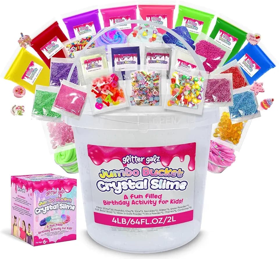 Huge 4 LB Crystal Clear Slime Bucket 64 OZ Premade Slime