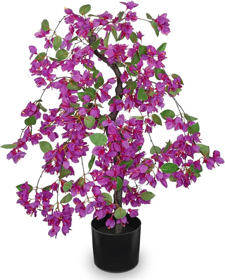 Briful Artificial Bougainvillea Plant in Black Pot 29.5" Tall Faux Silk Bougainvillea Floral Tree Tropical Fake Bougainvillea Tree for Home Office Room Garden Balcony Décor(Purple)
