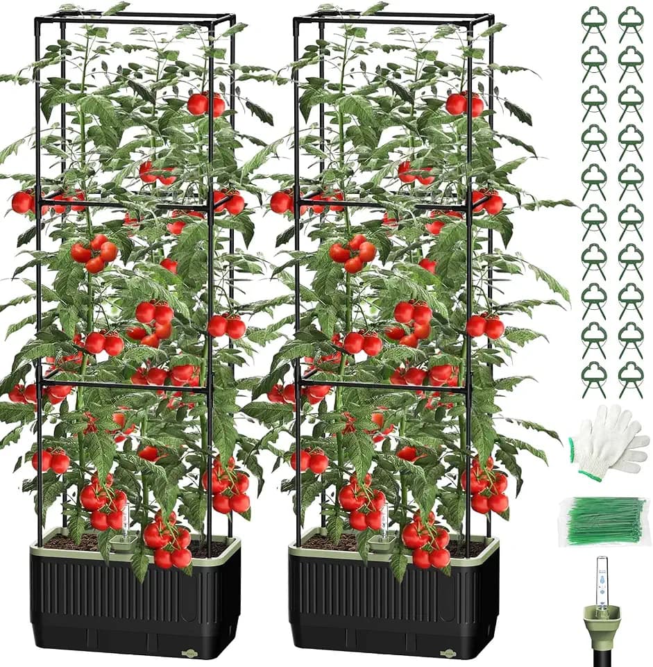 2PCS Self Watering Tomato Planter with Trellis
