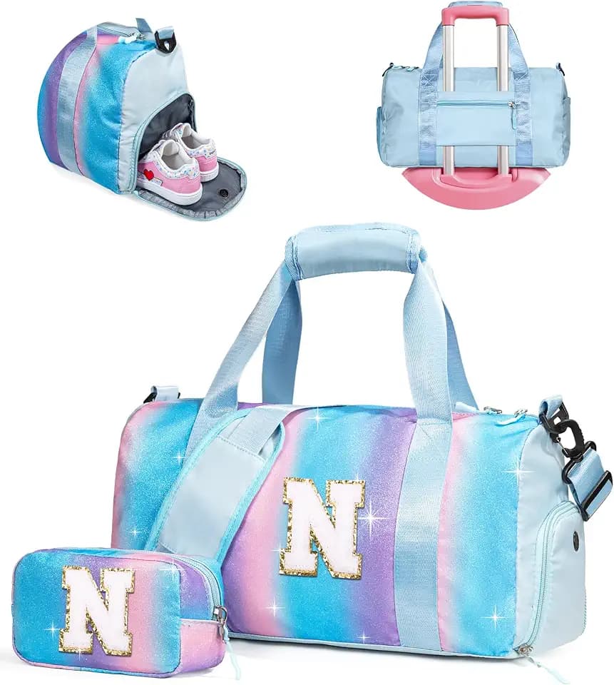 Gift Ideas for Kids Girls-Girl Gym Dance Bag with Shoe Compartment