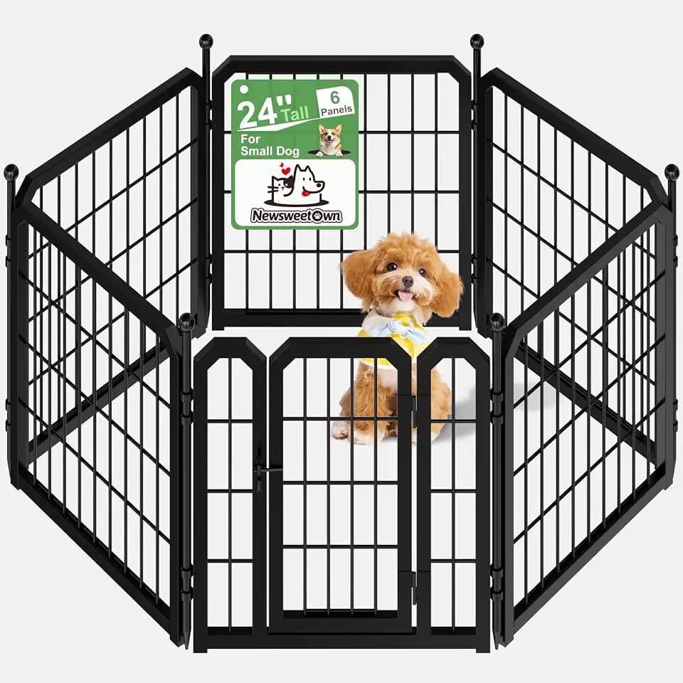 Indoor Dog Playpen, 24 Inch Metal Puppy Playpen, 6 Panels