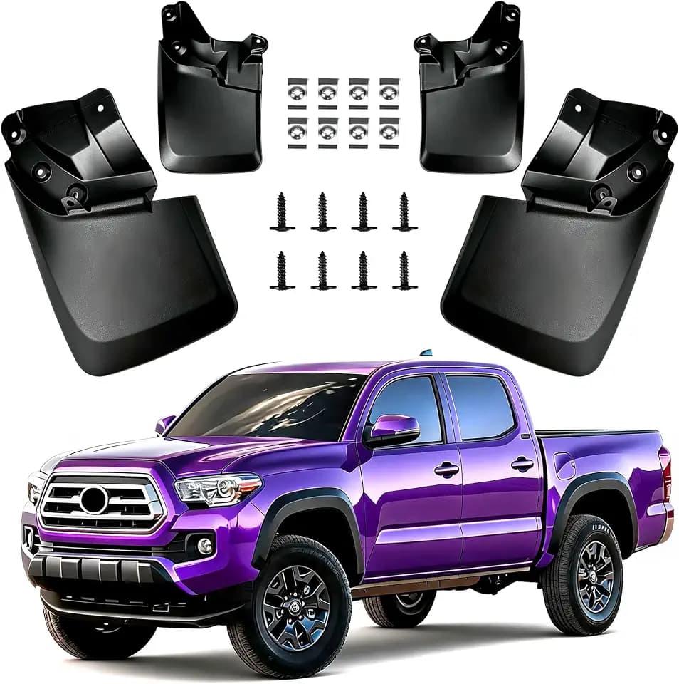 Mud Flaps for 2016-2021 Toyota Tacoma with OEM Fender Flares, 4Pcs Heavy Duty Mudguards for Tacoma Accessories, No Drill Front & Rear Splash Guards Easy Installation(NOT for SR or SR5)
