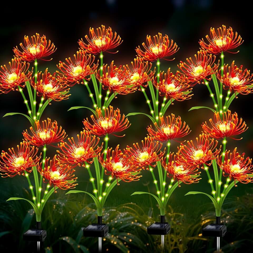 Solar Garden Flower Lights Outdoor,Fall Decor with Glowing Stems