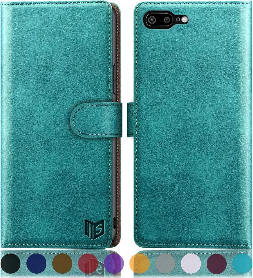 SUANPOT for iPhone 7 Plus/8 Plus 5.5"(NON iPhone 7/8 4.7") with RFID Blocking Leather Wallet case Credit Card Holder,Flip Book Phone case Shockproof Cover Women Men for Apple 7 Plus/8 Plus case