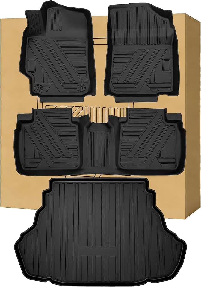 All Weather Floor Mats TPE Rug with Cargo Liners for Toyota Camry 2012-2017