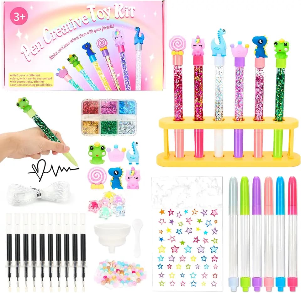 Rilcn DIY Pen Making Kit for Girls, 41 Pcs Glitter Floaty Pens Craft Set