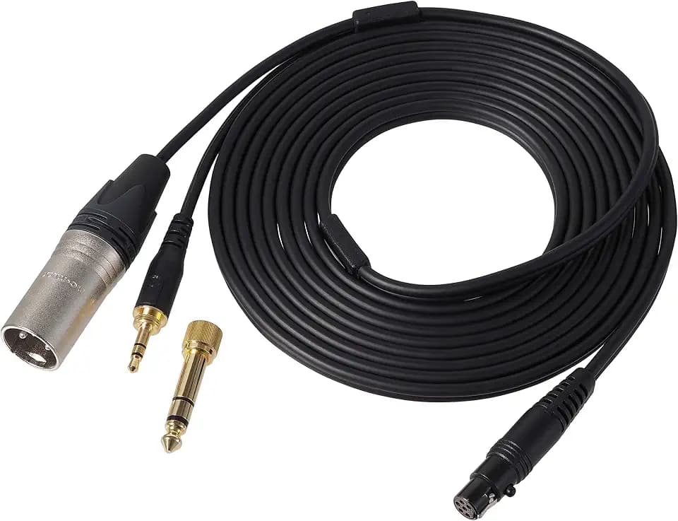 Audio-Technica BPCB2 Replacement Cable for All BPHS2 Headsets, Male 3-Pin XLR and 1/4" Outputs