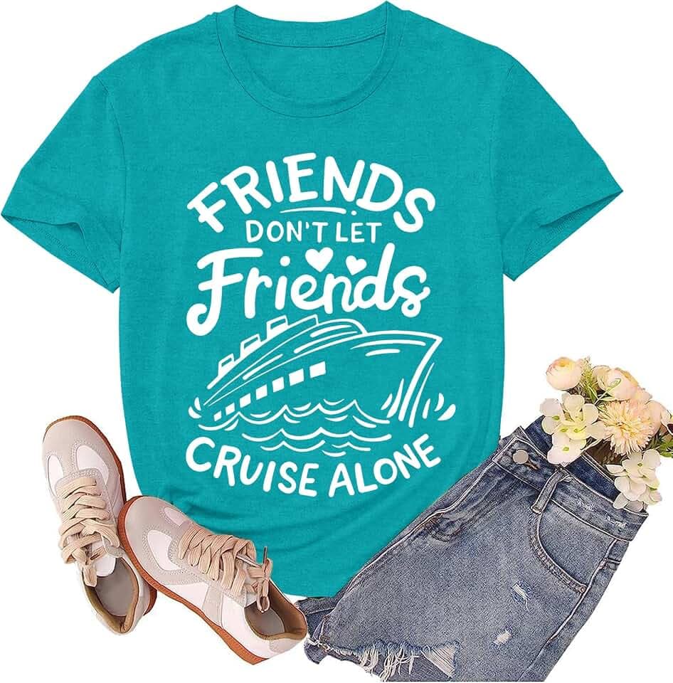 Cruise Shirts for Women Friends Trip T-Shirts Summer Vacation Squad Tee Tops