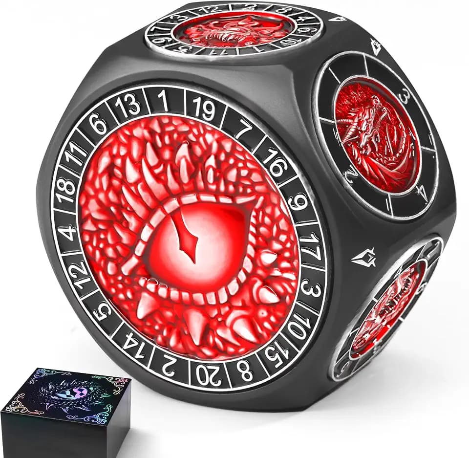 8-in-1 DND Würfel Set, Metall Spinner Würfel mit Zwei W20 Dice, Red