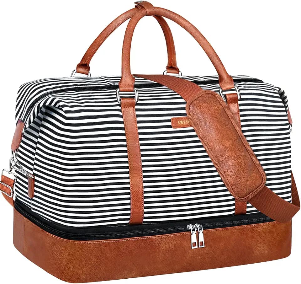 IBFUN Weekender Bags for Women, 21" Travel Duffle Bag with Shoe Compartment