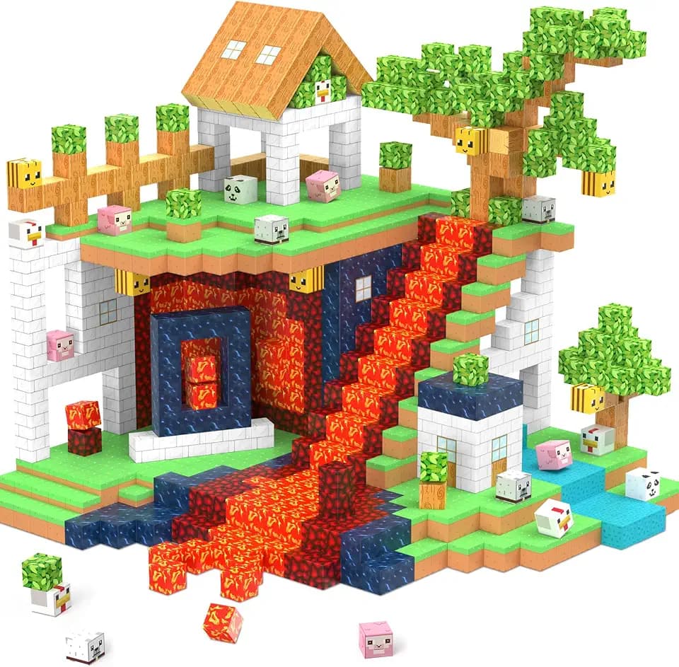 JauniQ Magnetbausteine ​​150 Stück, Sensorisches Magnetspielzeug, Geburtstags, Geeignet für 3 4 5 6 7 8 Jahre alte Jungen und Mädchen, Halloweengeschenke, Kreatives Kinderspielzeug