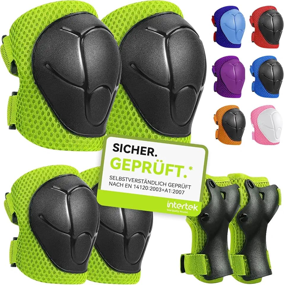 Schonerset 6er Protektoren Schützer Set, Inliner Schutzausrüstung Protektorenset Kinder, Knieschoner Ellenbogenschoner Handschoner Verstellbar für Skaten Roller Skateboard