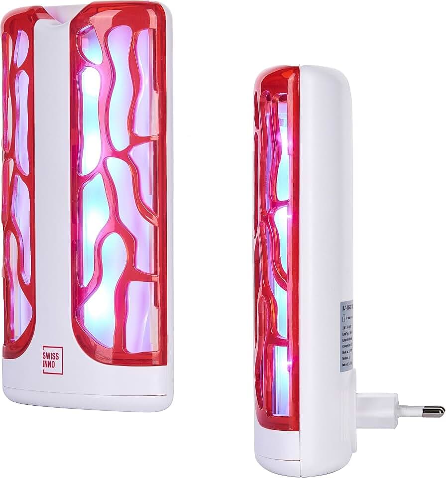 SWISSINNO Insektenvernichter - Mini Insektenleimfänger 4 Watt LED - Mückenlampe Fliegenfalle - Mückenfalle Mückenschutz - Gegen Mücken + Fliegen im Innen, Effizient