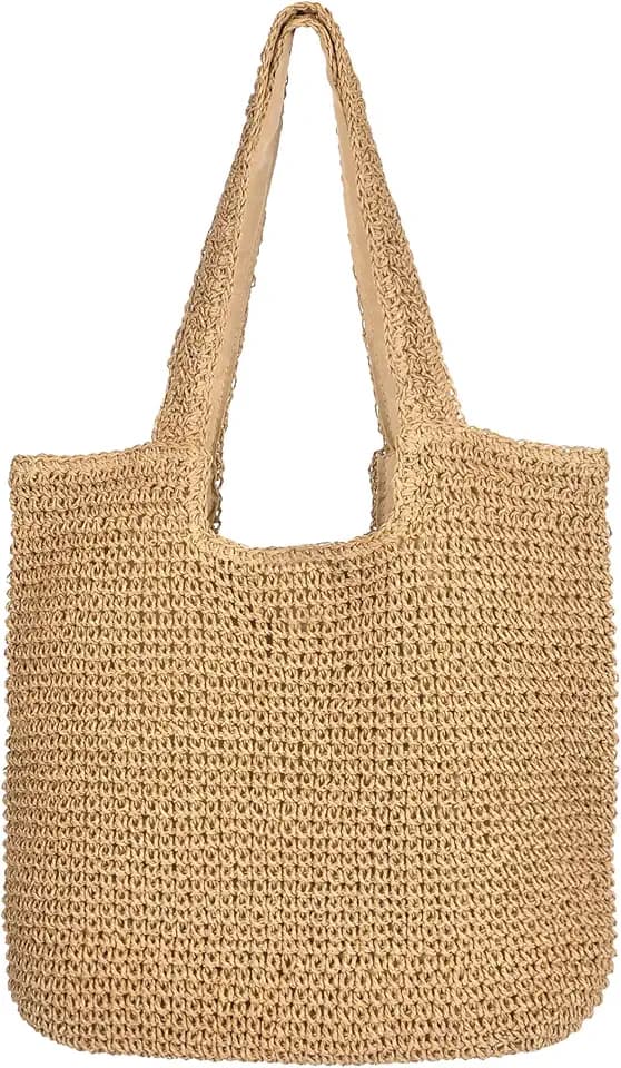 Beach Shoulder Bags for Women,Handwoven Rattan Straw Beach Bag Summer Sea Casual Shoulder tote Basket Bag For Women