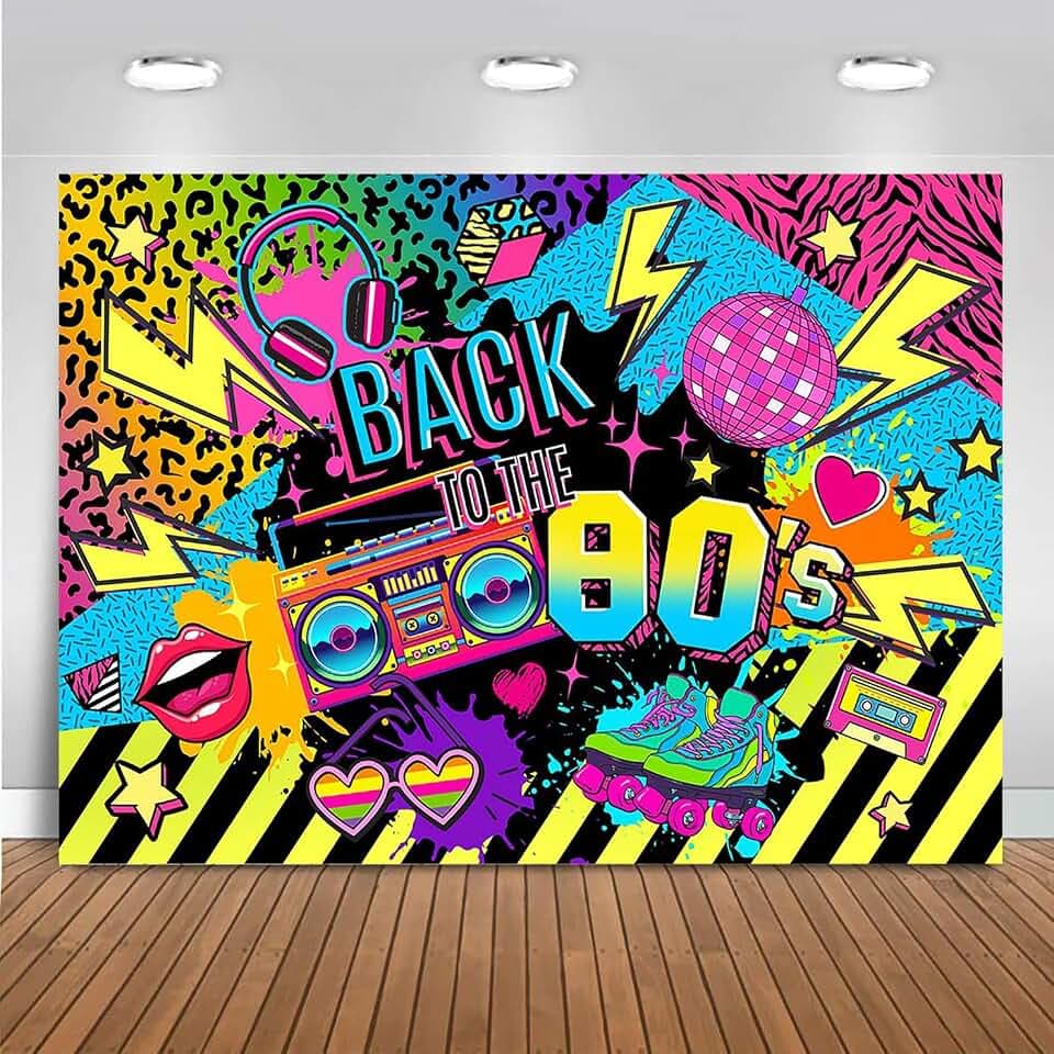Mocsicka Hip Hop 80s 90s Backdrop Graffiti Back to The 80s 90s Decorations for Party Neon Retro 80's 90's Birthday Banner Party Background Photo Booth Props (8x6ft)