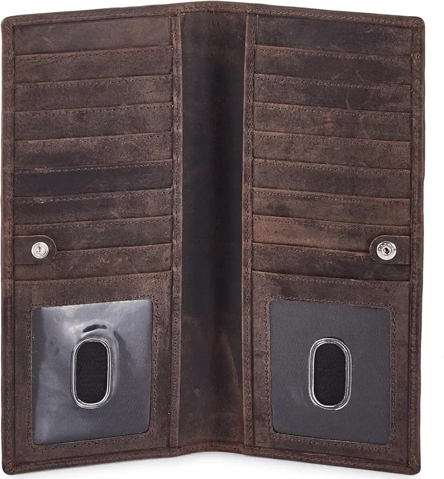 Long Wallet for Men Women Leather Slim Bifold RFID Blocking Card Holder