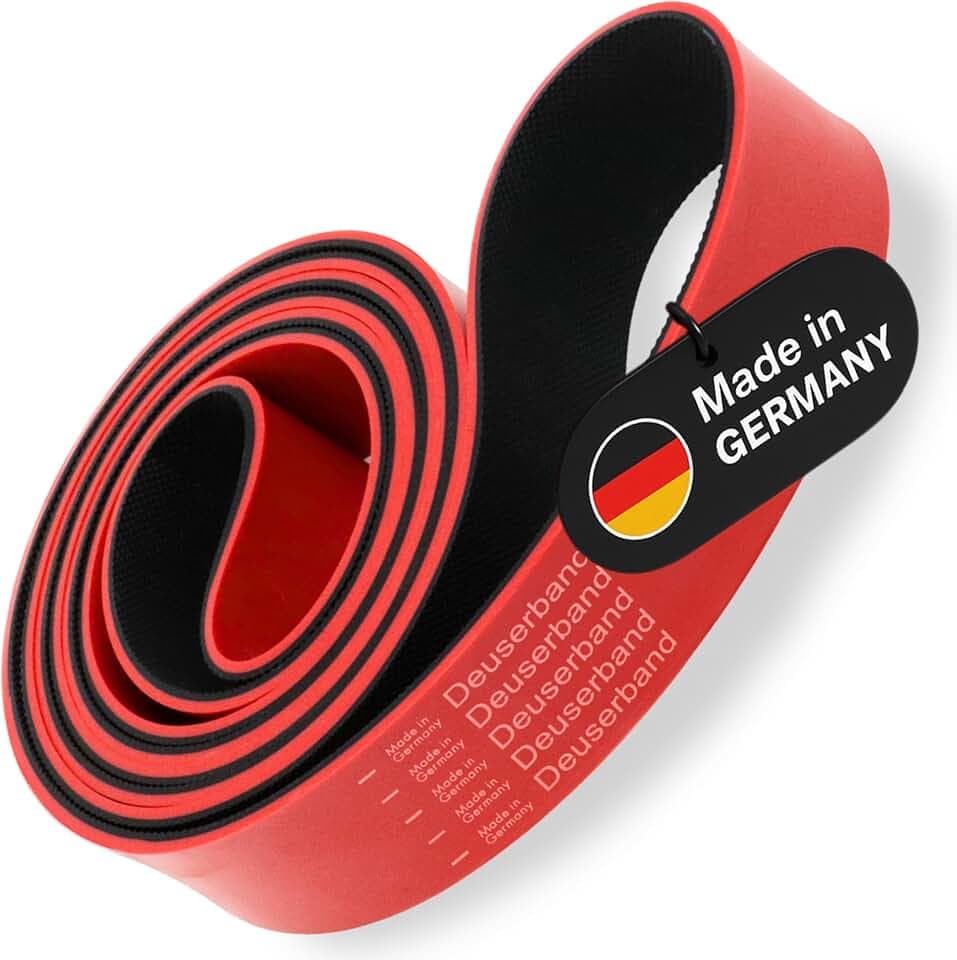 Deuserband Original Widerstandsband Gymnastikband aus Naturkautschuk, vegan, rutschfest, In Deutschland gefertigte Fitnessbänder für Krafttraining, Fitness, Yoga