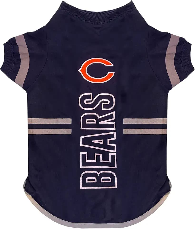 Pets First NFL Chicago Bears Dog T-Shirt, Football Dogs & Cats Shirt - Durable Sports PET TEE - 3 Sizes, NFL PET Outfit, Reflective TEE Shirt in Team Color Tee Shirts Cool, Busy Dog Shirt